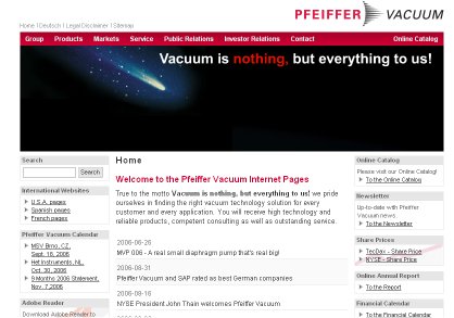 Pfeiffer真空吸尘器在互联网上的新表现