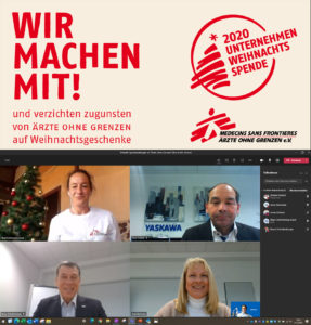 安川Weihnachtsaktion unterst<e:1> tzt“Ärzte ohne Grenzen”