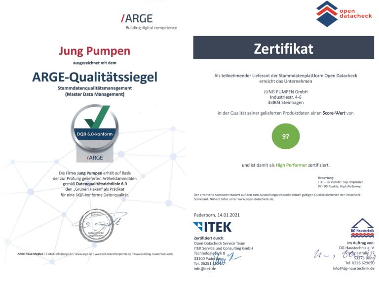 Qualitätssiegel f<e:1> r ausgezeichnete Stammdatenqualität