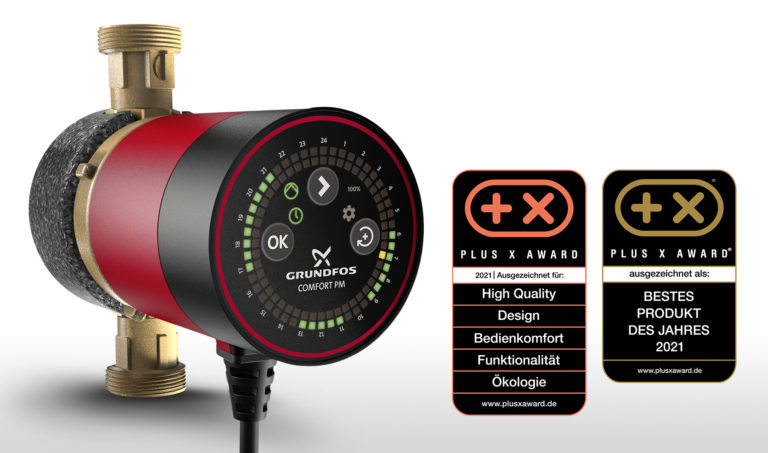 Auszeichnung der Comfort BU/BXU von Grundfos beim Plus X Award